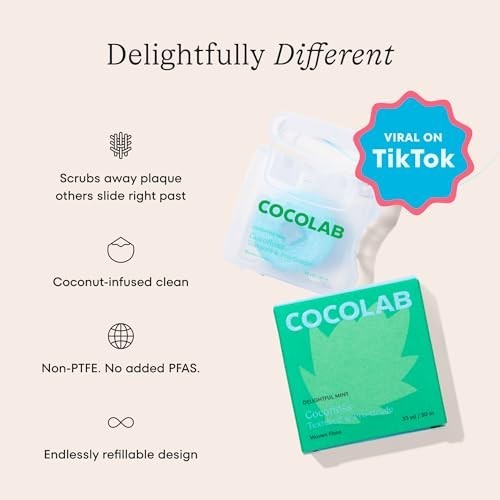 Mint Scented Expanding Woven Dental Floss 3-Pack - Reusable Refillable Dispenser