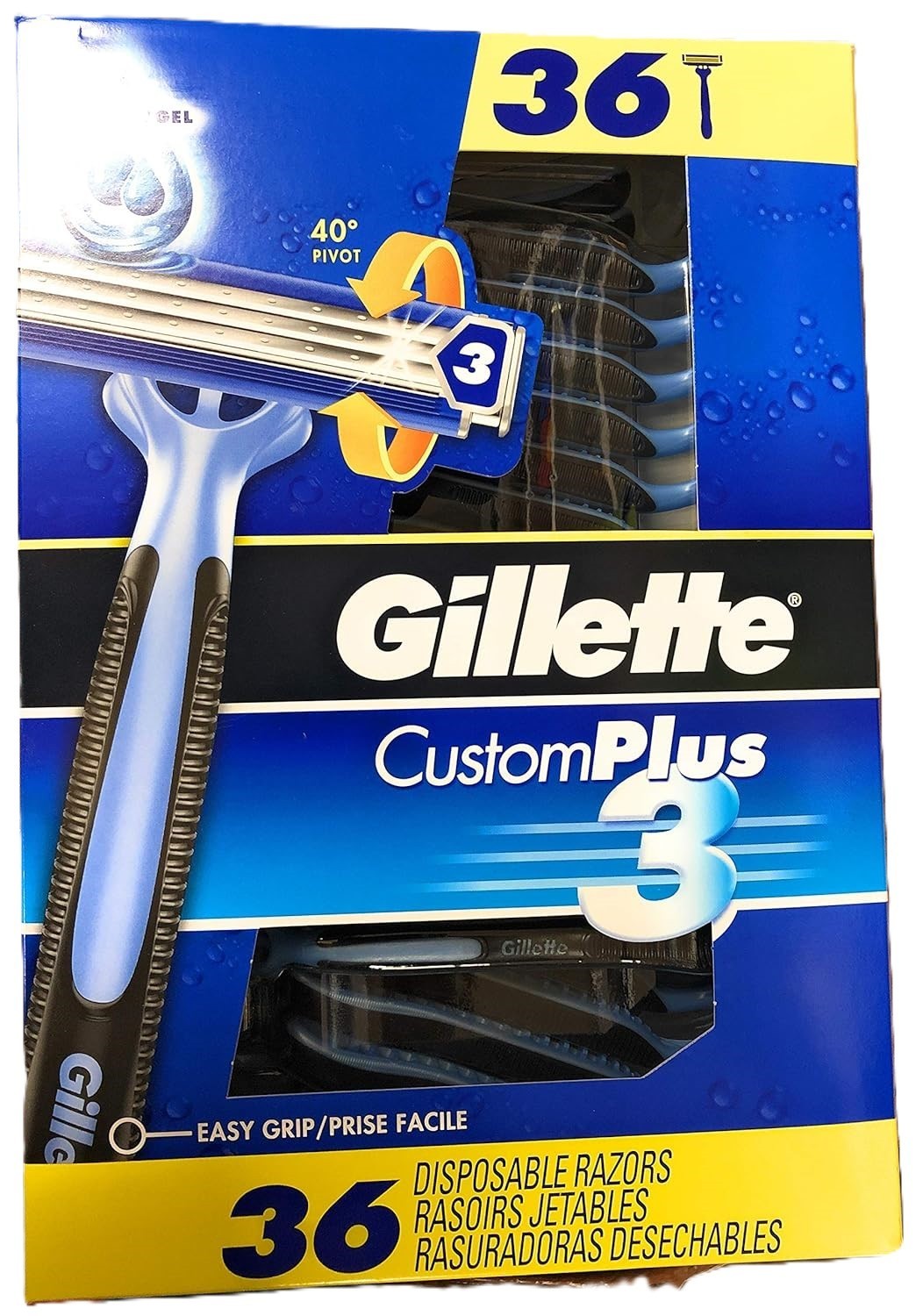 Disposable Razors Pack - Gillette Custom Plus3 Men's Shaving Razors 36 Count