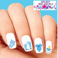 Water Slide Nail Decals Set of 20 Baby Boy Blue Footprints & Pacifier Designs
