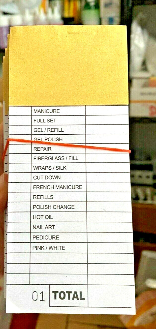 Nail Salon Ticket Check Book 100 Count - Pack of 10 Books for Salon Use