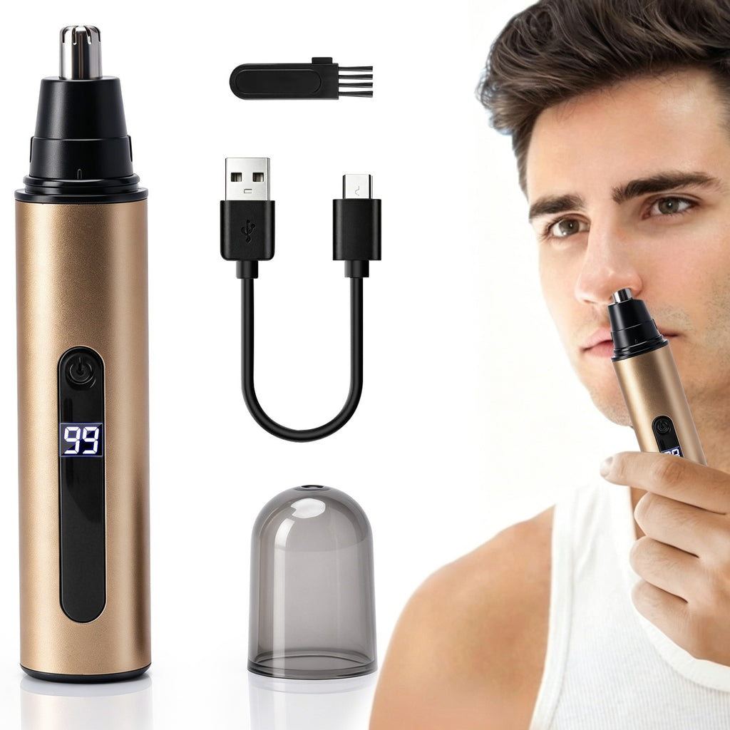 USB Rechargeable Nose & Ear Hair Trimmer for Men and Women - Waterproof & Portable