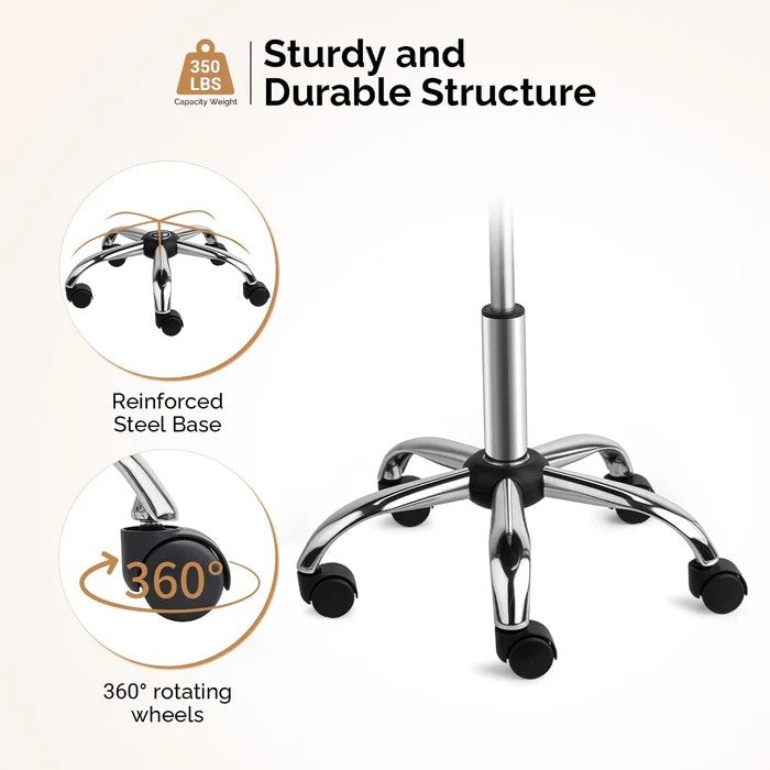 Ergonomic Saddle Stool with 360° Wheels 350 Lb Capacity for Office & Salon