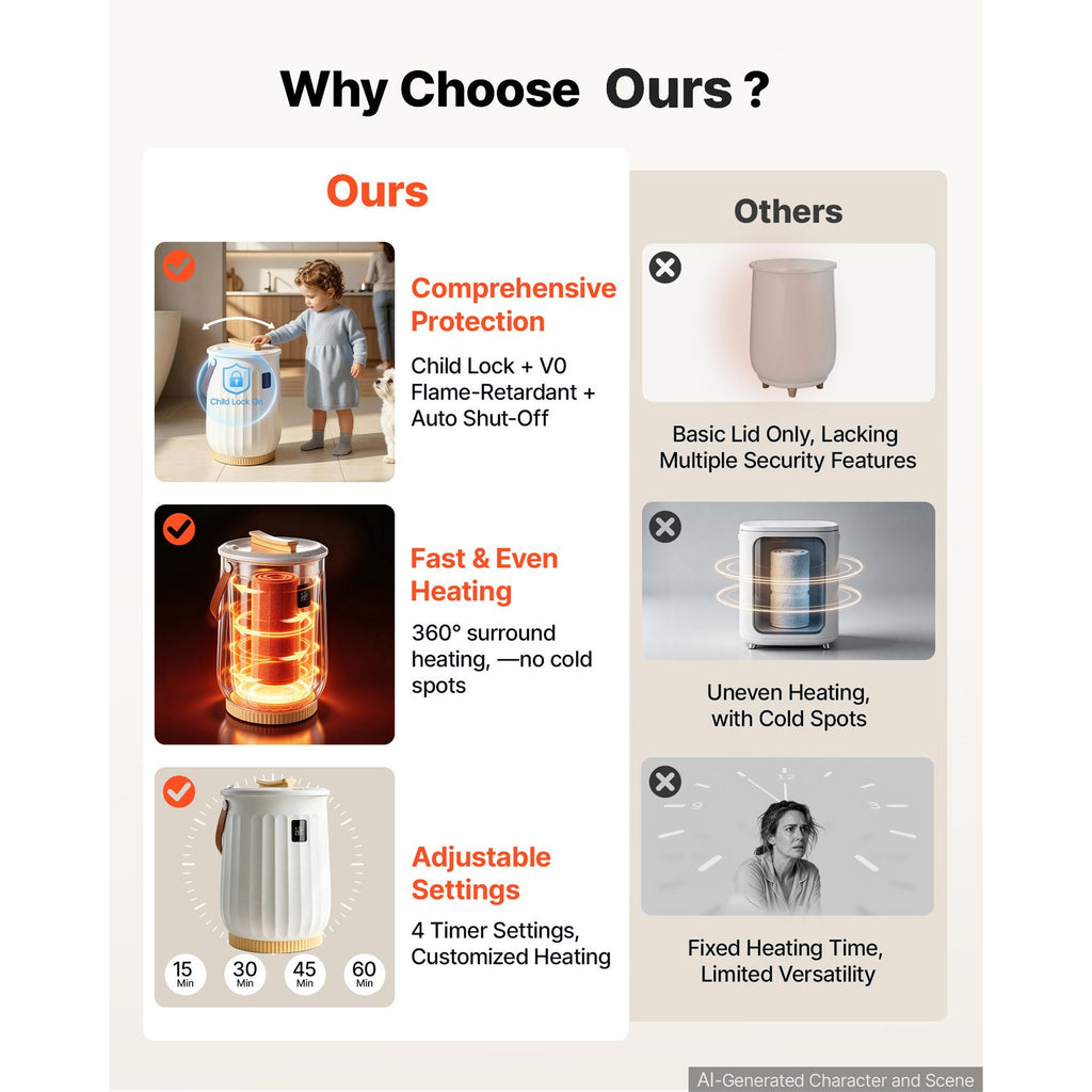 20L Bathroom Towel Warmer with LED Timer and Adjustable Heating
