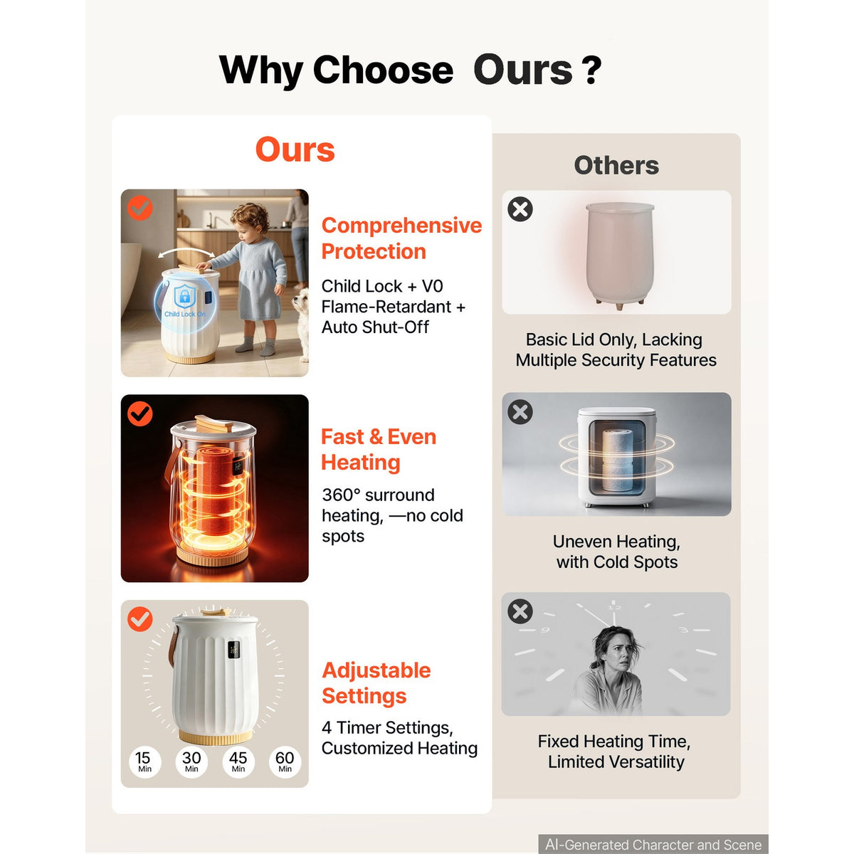 20L Bathroom Towel Warmer with LED Timer and Adjustable Heating