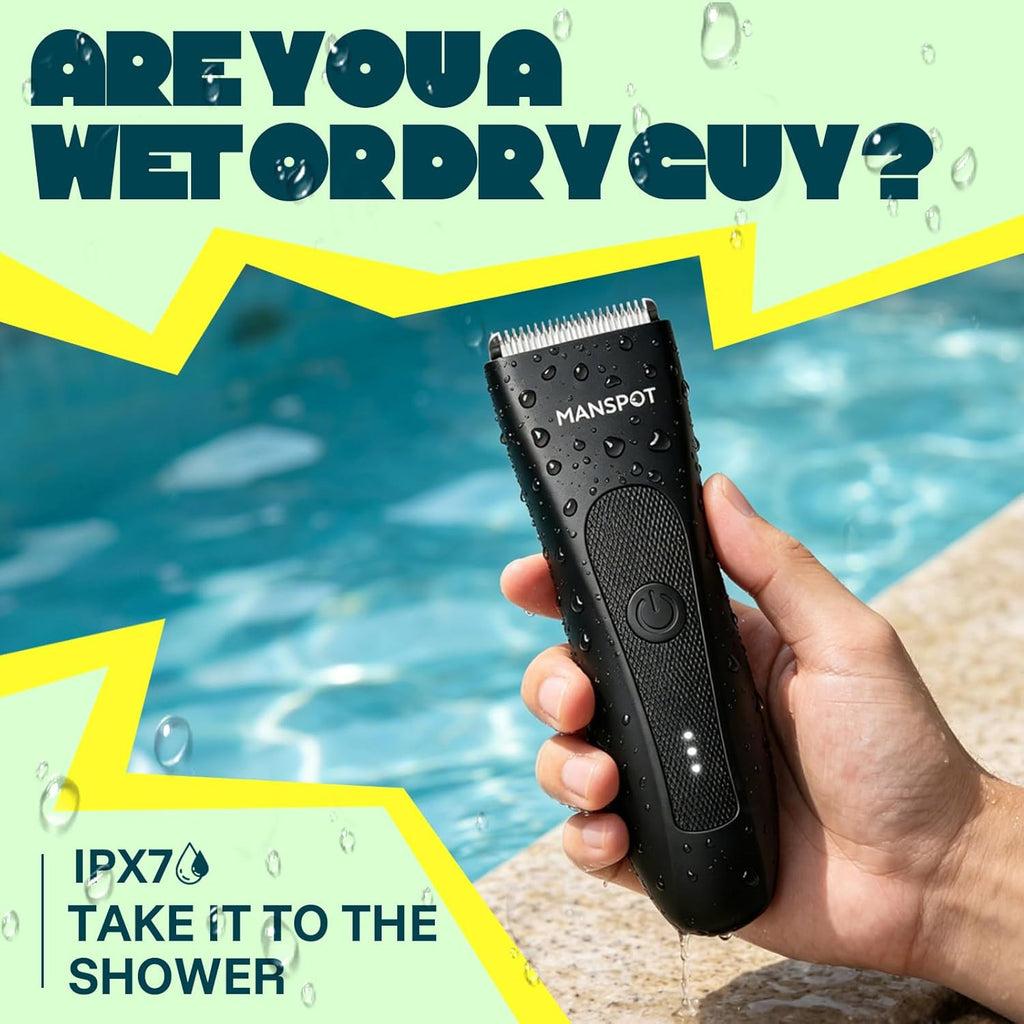 Men's Groin & Body Hair Trimmer with 4 Guards Waterproof Rechargeable