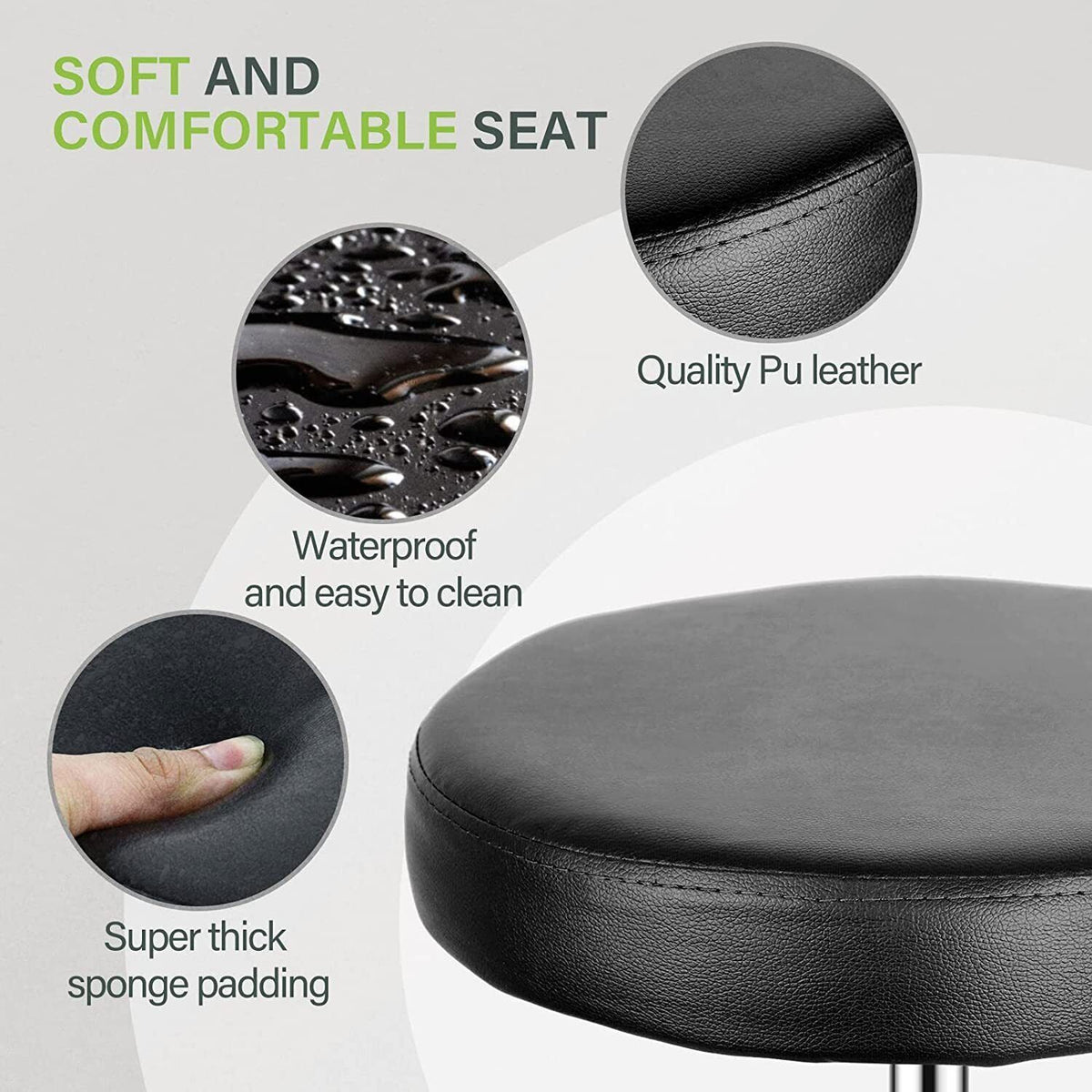 Hydraulic Rolling Salon Stool Chair Adjustable Height Swivel Seat