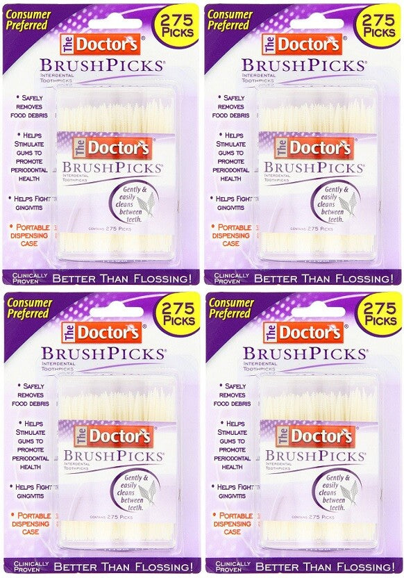 Interdental Toothpicks 275 Count - 4 Pack for Gum & Plaque Care