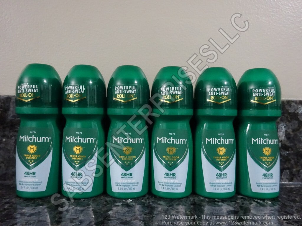 6 Pack Unscented Men’s Roll-On Antiperspirant & Deodorant 3.4 fl oz