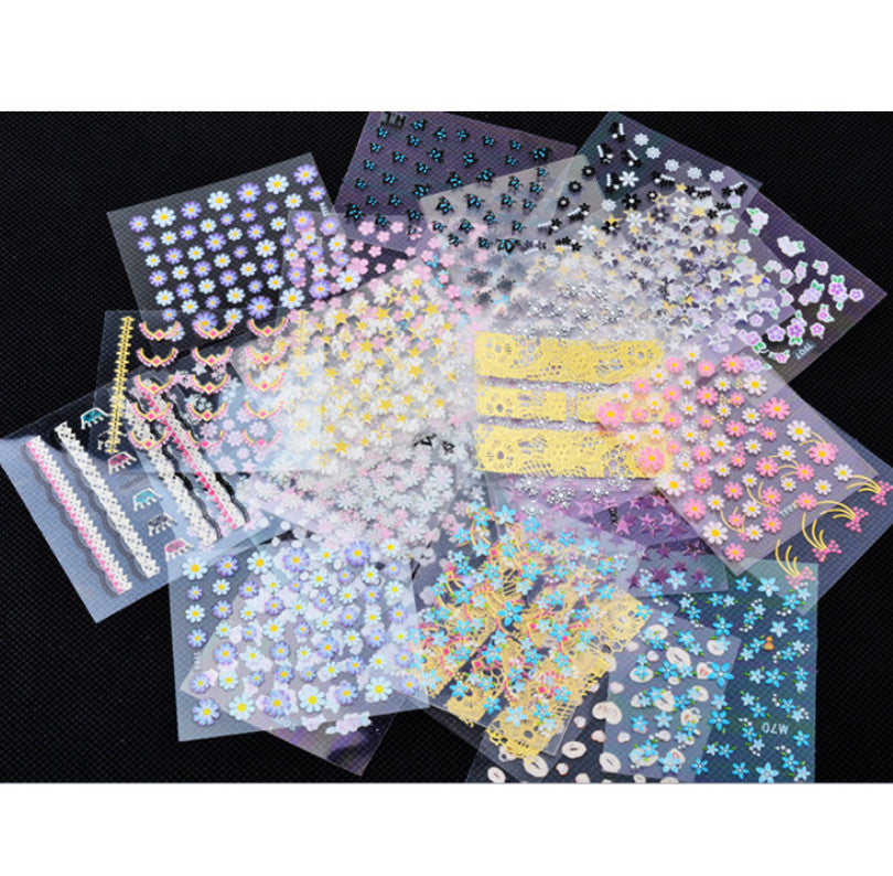 10PCS DIY Nail Art Stickers Decal Daisy Flower Butterfly 3D Self-Adhesive