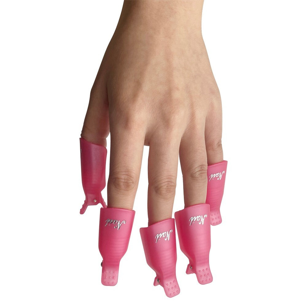Pink Nail Removers Kit with 10 Plastic Soak Off Clips for Nail Art Removal