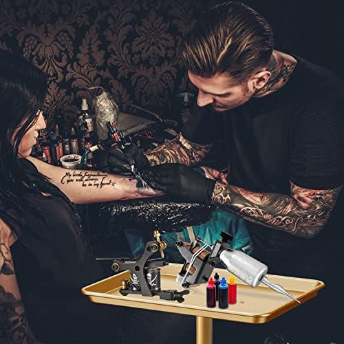 Salon Rolling Tray Cart with Wheels - Adjustable Gold Tattoo & Beauty Station