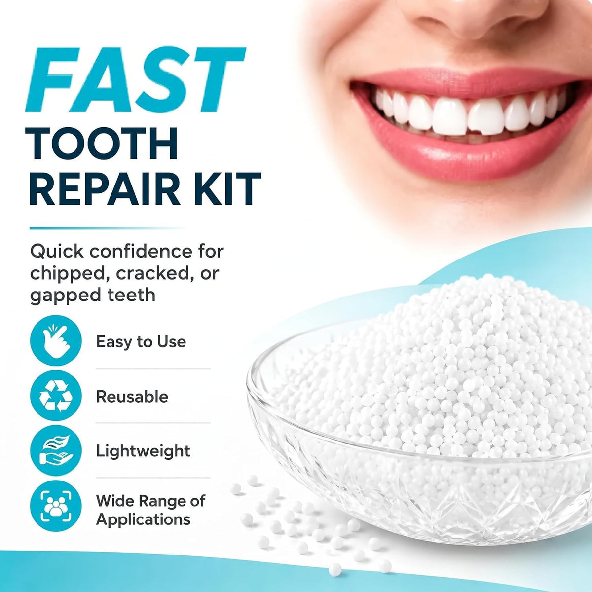 Thermoplastic Moldable Beads for DIY Tooth Repair and Crafts - 10.9 oz