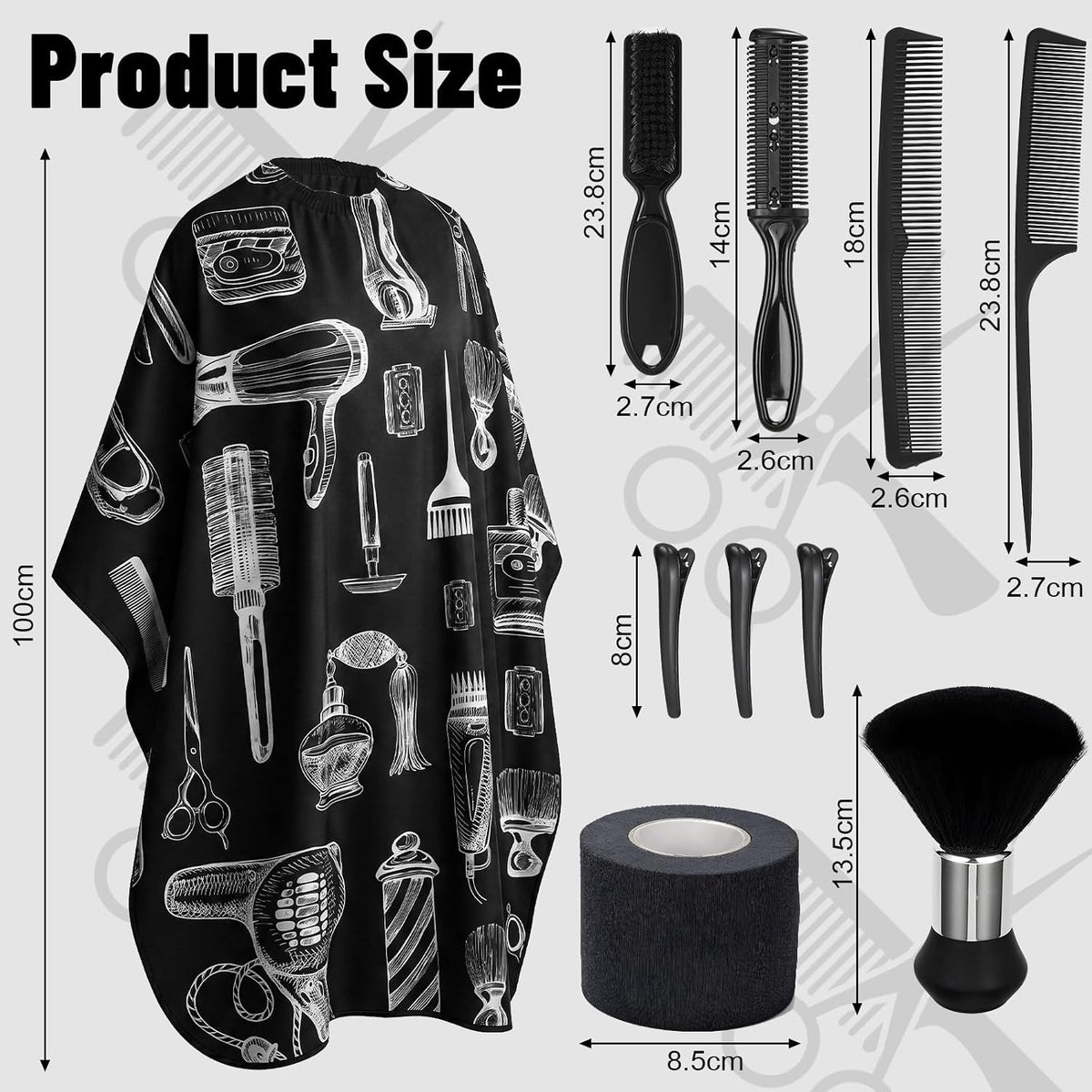 Barber Haircut Kit 10-in-1 with Neck Brush for Hair Cutting