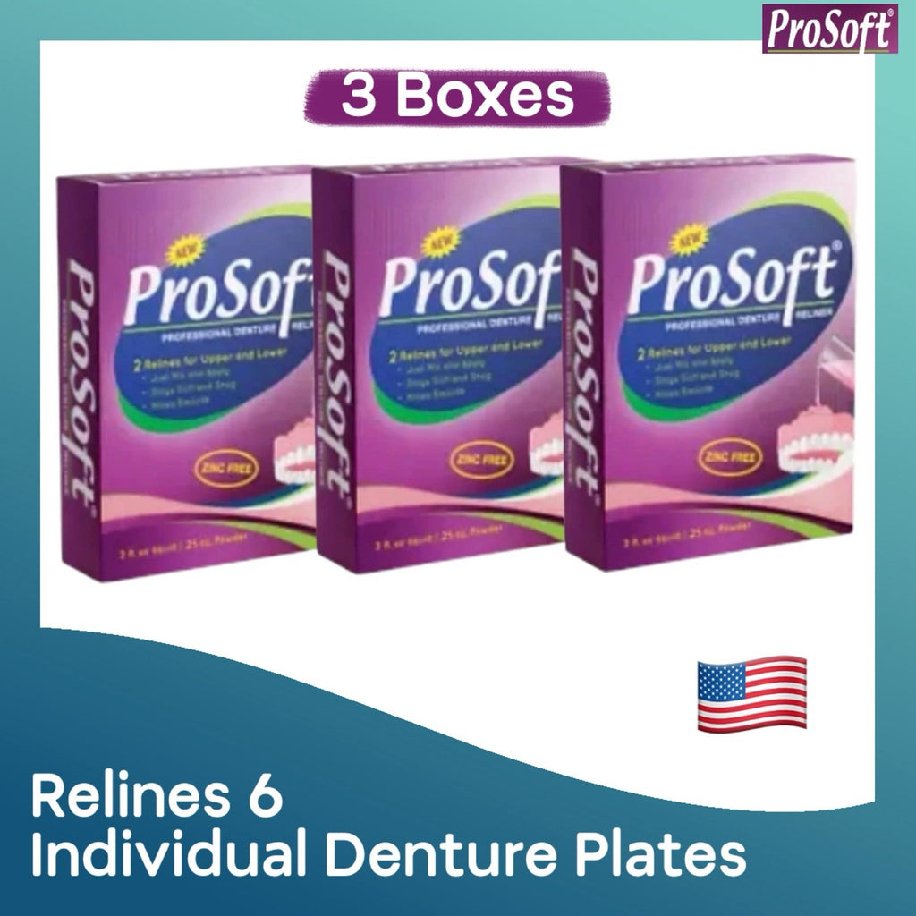 ProSoft Denture Reline Kit 3 Pack Soft, Zinc-Free, Easy DIY, Made in USA