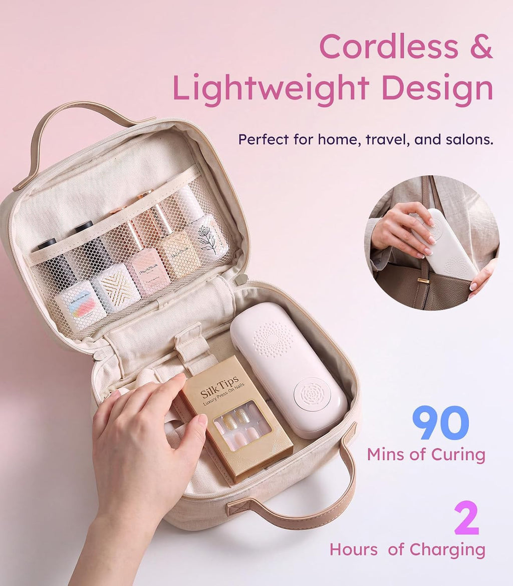 Cordless UV LED Nail Lamp with 36 Beads, Pink - Fast Curing for Gel Nails