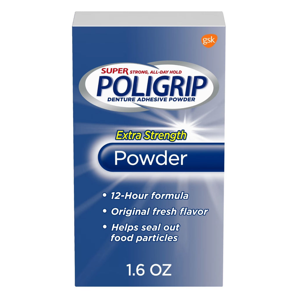 Denture Adhesive Powder Extra Strength 12H Hold Zinc-Free 1.6 Oz
