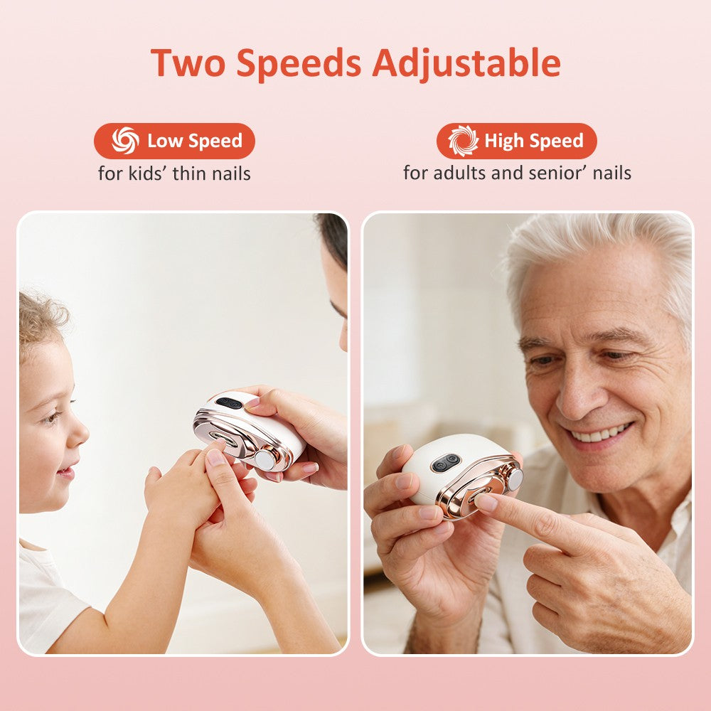 Electric Nail Clipper Trimmer with LED Light & Adjustable Speeds