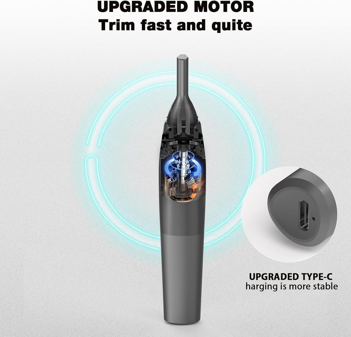 Rechargeable Nose & Ear Hair Trimmer for Men with Adjustable Attachments