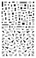 Geometric Nail Sticker Set – Abstract Shapes Triangle Square Line 3D Decals