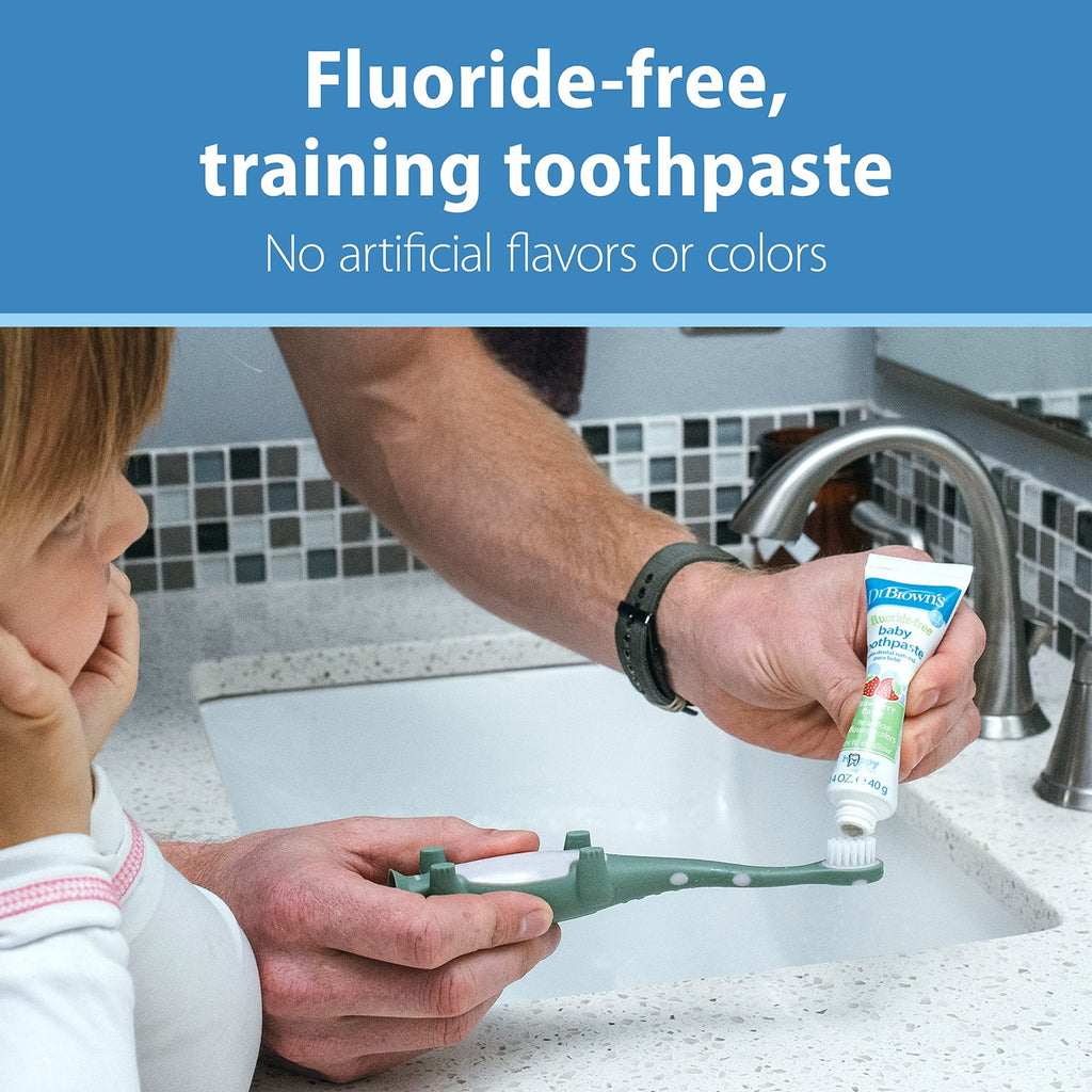 Fluoride-Free Baby Toothpaste with Strawberry Flavor - Safe Toddler Oral Care 1 Pack