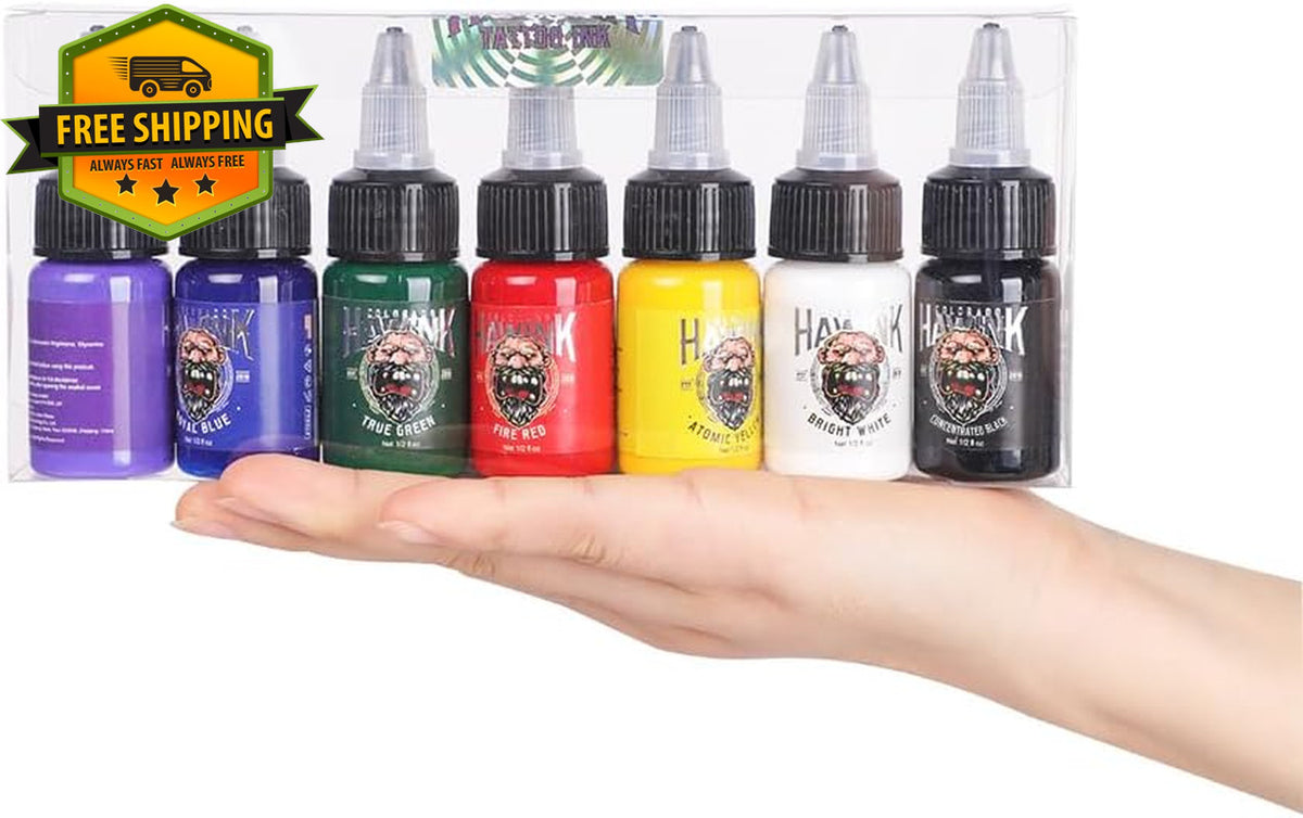 Tattoo Ink Set 7 Colors 15ml - Professional Pigment Kit for Artists