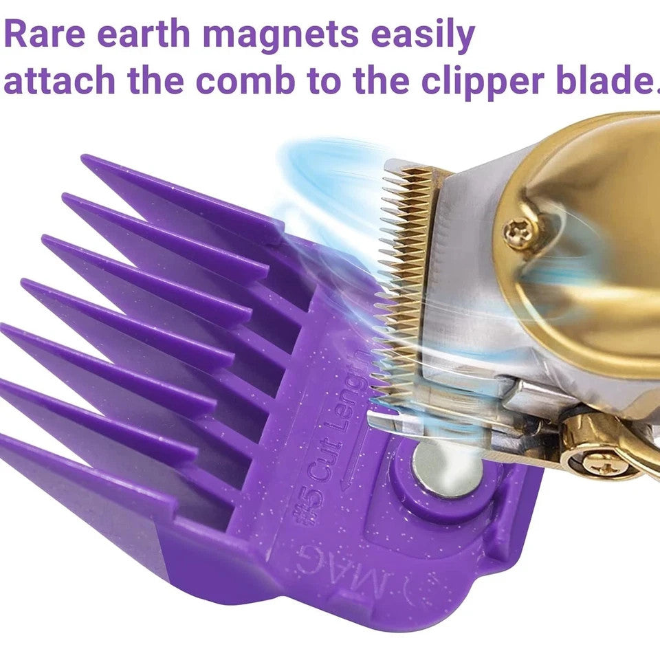 Magnetic Clipper Guard Set for Andis Master Hair Clippers - 10 Sizes, Purple
