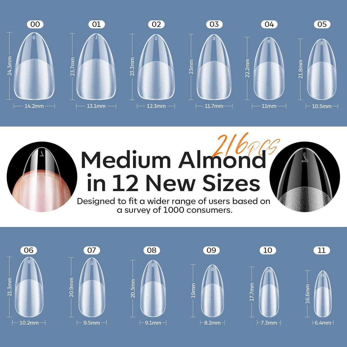 Gel Nail Kit with UV Light & 9-In-One Nail Glue - Medium Almond Tips