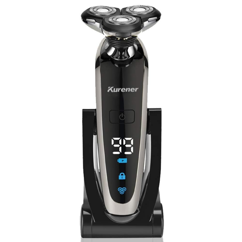 Rechargeable Waterproof 4-in-1 Electric Shaver with Nose Trimmer & Grooming Kit