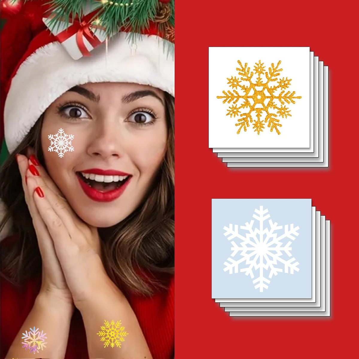 Christmas Snowflakes Temporary Tattoos for Kids Waterproof & Safe
