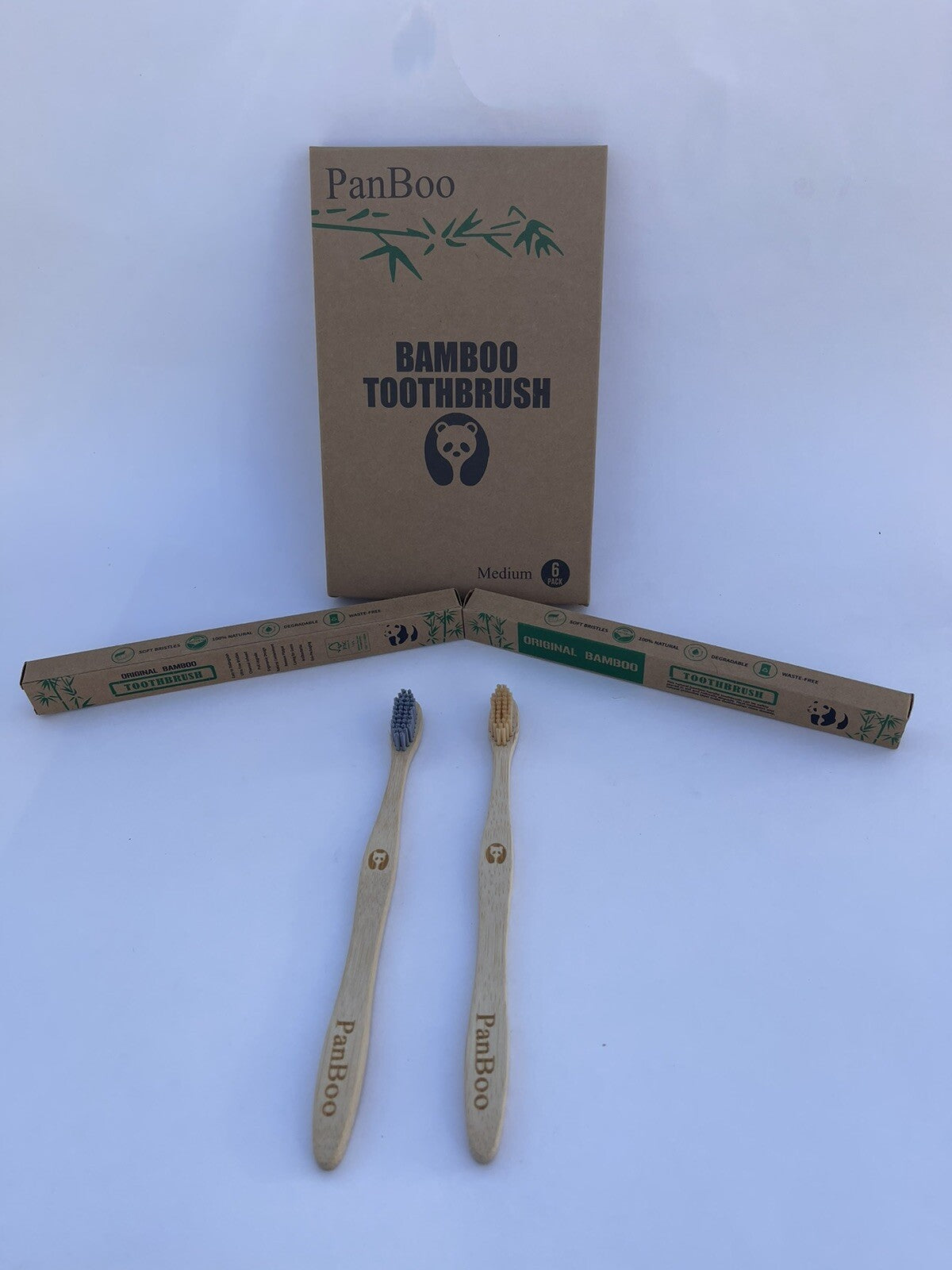 Bamboo Manual Toothbrush Medium - Biodegradable Eco-Friendly Natural Handle
