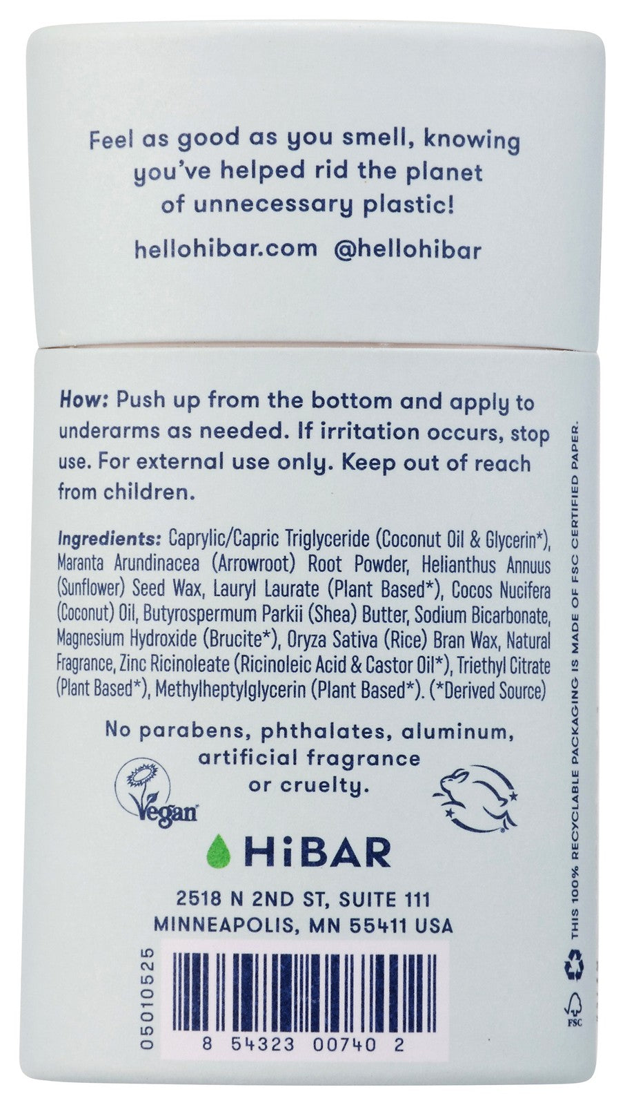 Hibar Rain Cucumber Deodorant 2.25 Oz 3-Pack - Aluminum & Paraben Free