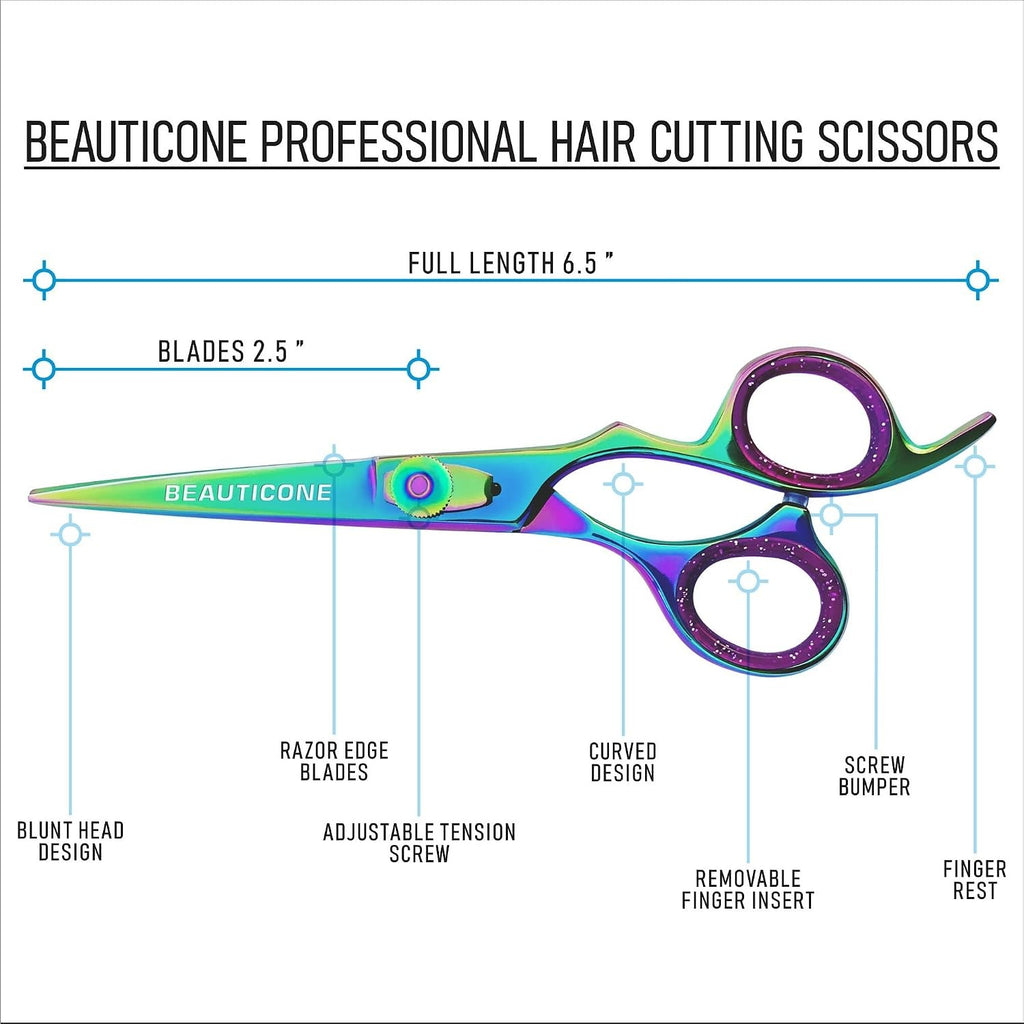 Salon Hair Cutting Scissors with Leather Pouch - Razor Sharp Blades for Men & Women