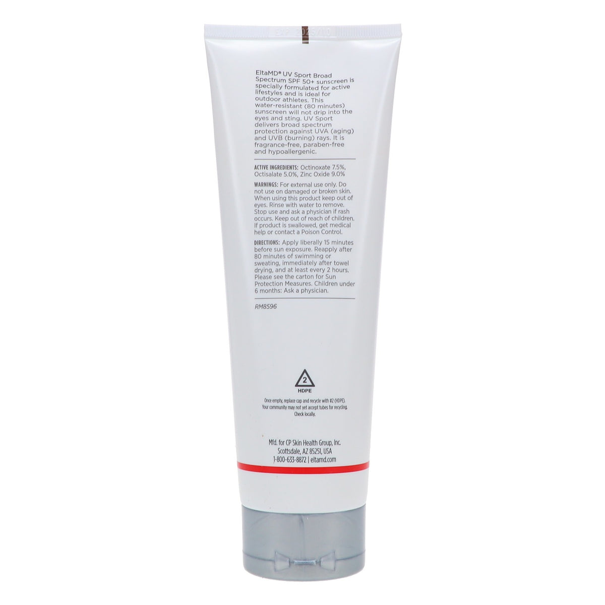 EltaMD UV Sport Broad Spectrum SPF 50+ Body Sunscreen 8 oz - Water-Resistant, Organic Formula