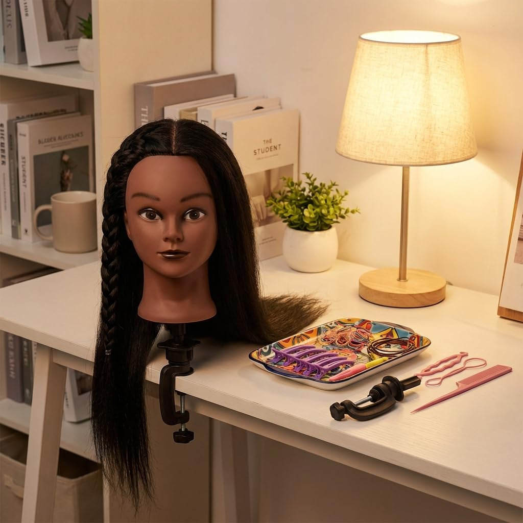 Professional Hairdressing Mannequin Head with Real Hair for Styling Practice