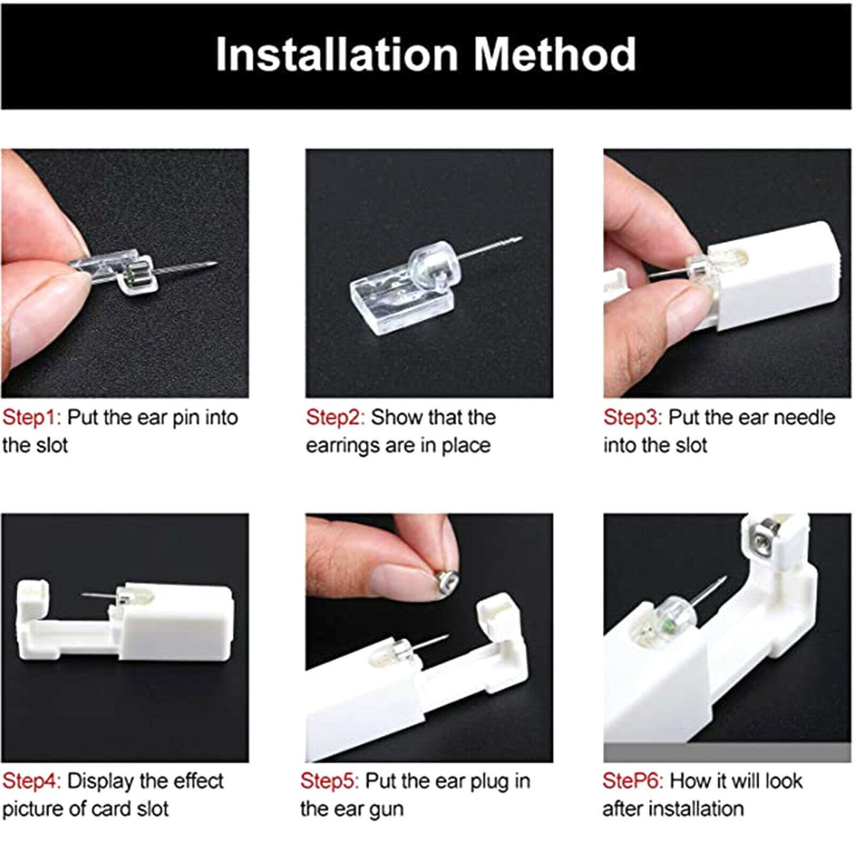 Disposable Ear Piercing Kit with 4 Stud Ears and Gun