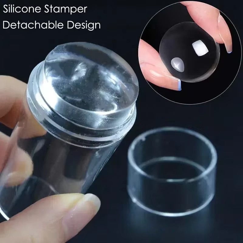 Silicone Nail Stamper Set with Scraper and Templates for Nail Art DIY