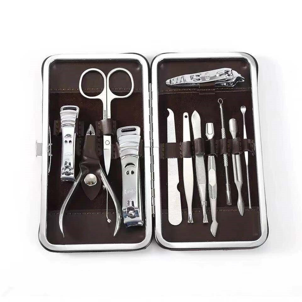 12-Piece Manicure Pedicure Set Stainless Steel Nail Clipper Grooming Kit with Case