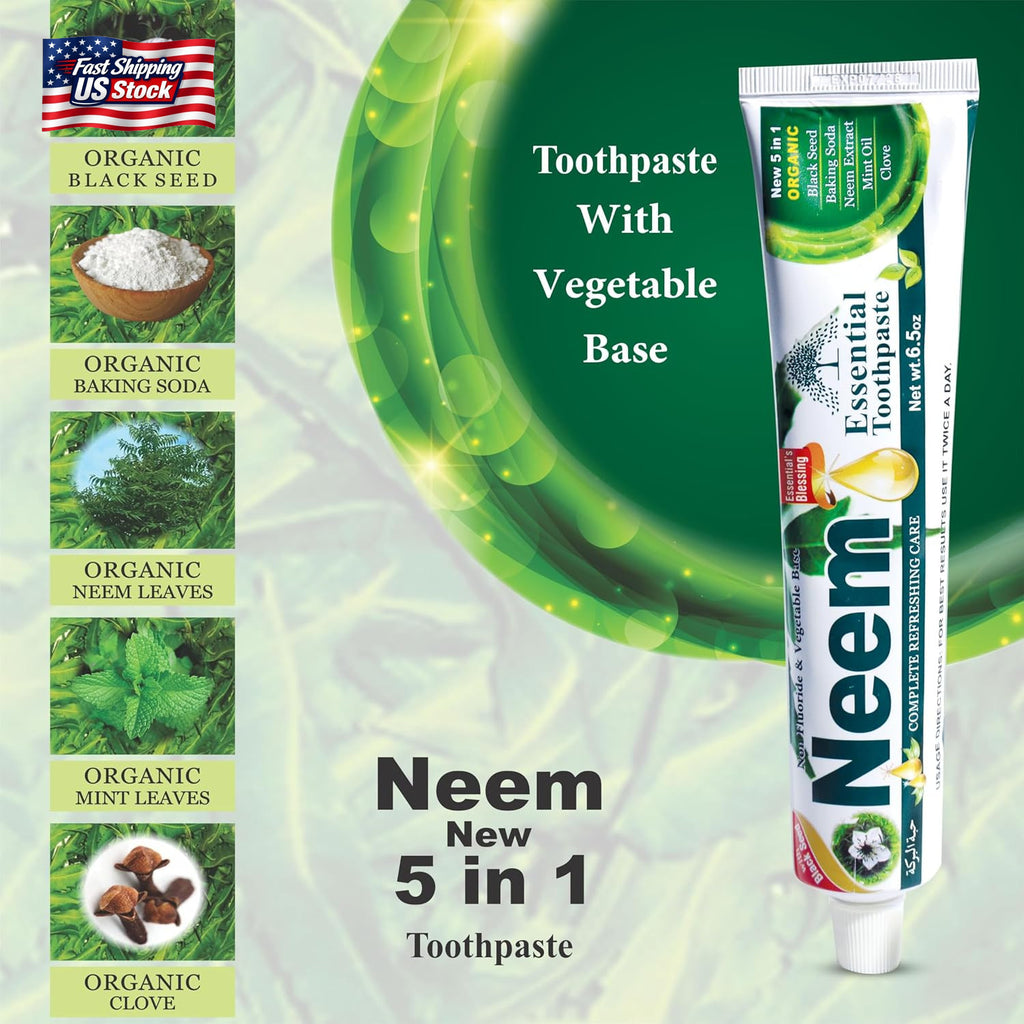 Neem Toothpaste 6-Pack - Fluoride-Free 5-in-1 Oral Care Formula