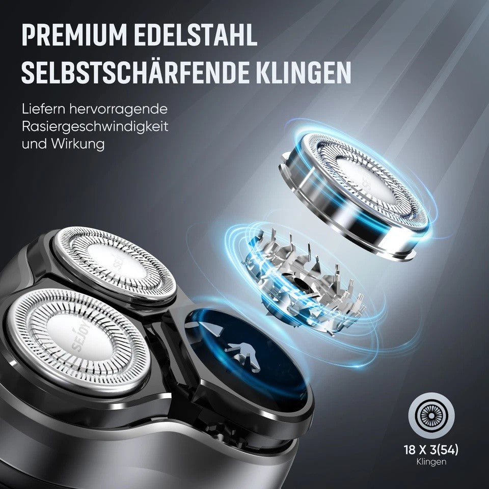 Men's Rechargeable Waterproof Electric Shaver with Trimmer for Face & Beard