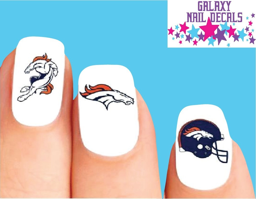 Football Denver Broncos Waterslide Nail Decals - Set of 20 for Nail Art