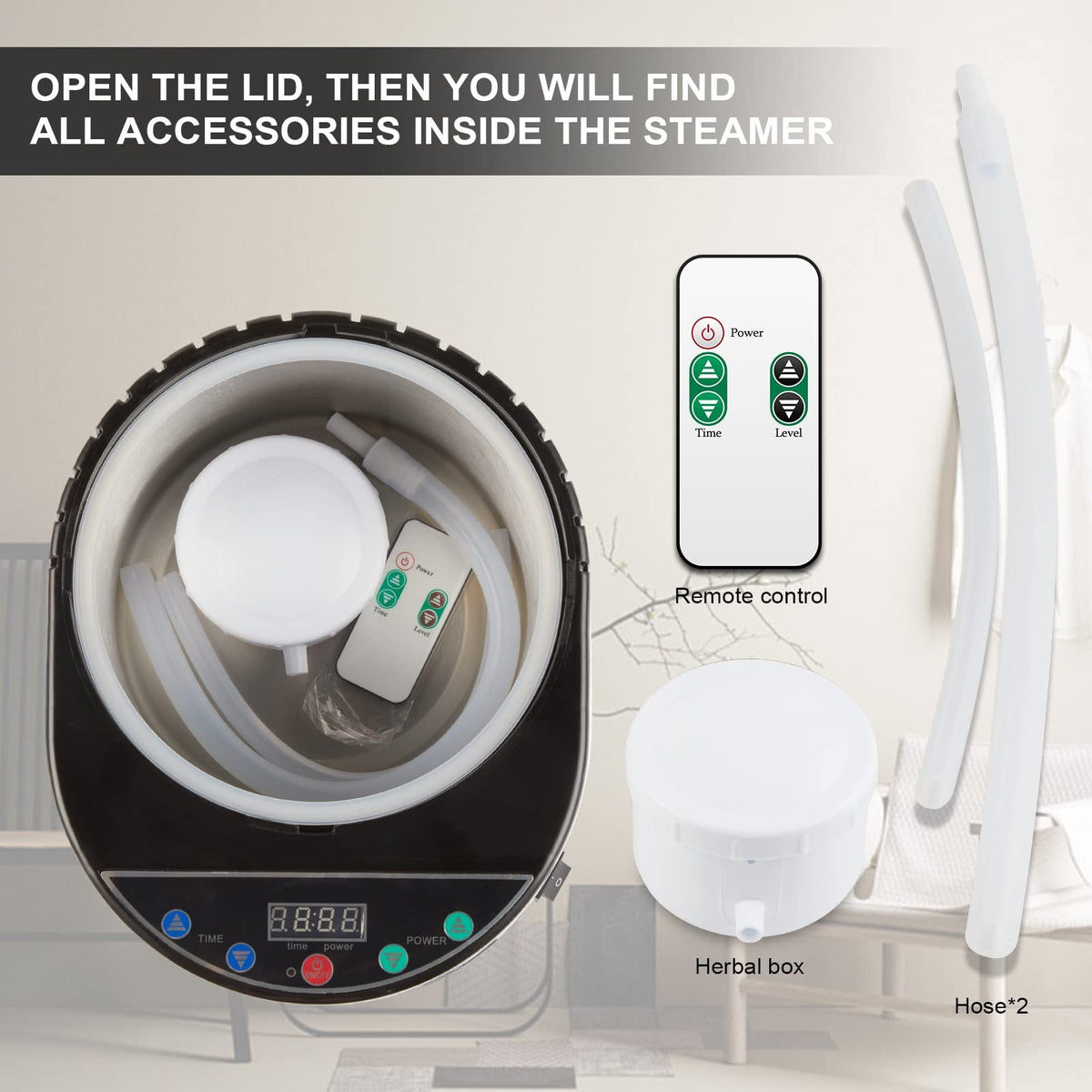 4L Portable Sauna Steamer Pot with Remote Control for Home Spa & Detox