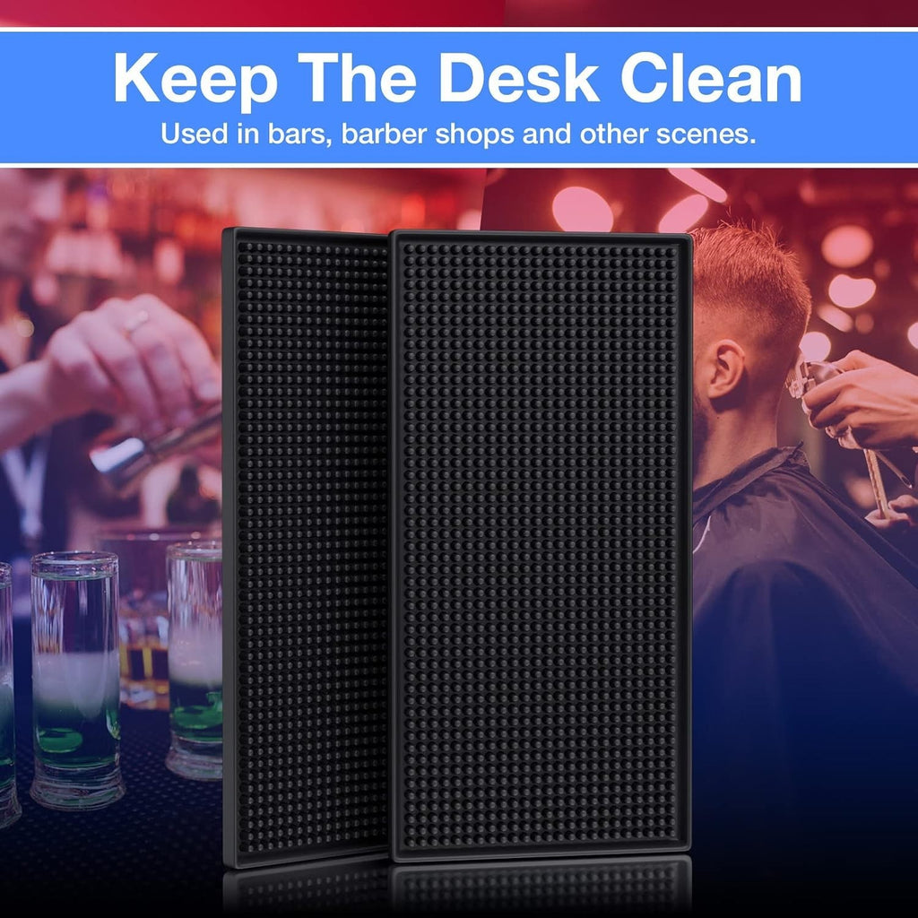 Salon & Bar Work Mat 12x6in - 2 Pack Anti-Skid Tool Organizer