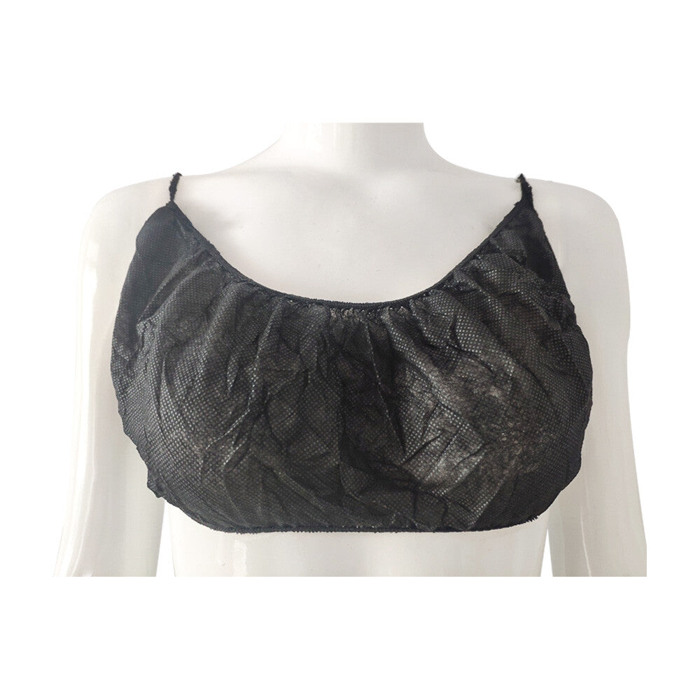 Disposable Black Spa & Tanning Bras - 500 Pack, Individually Wrapped, Adjustable Straps