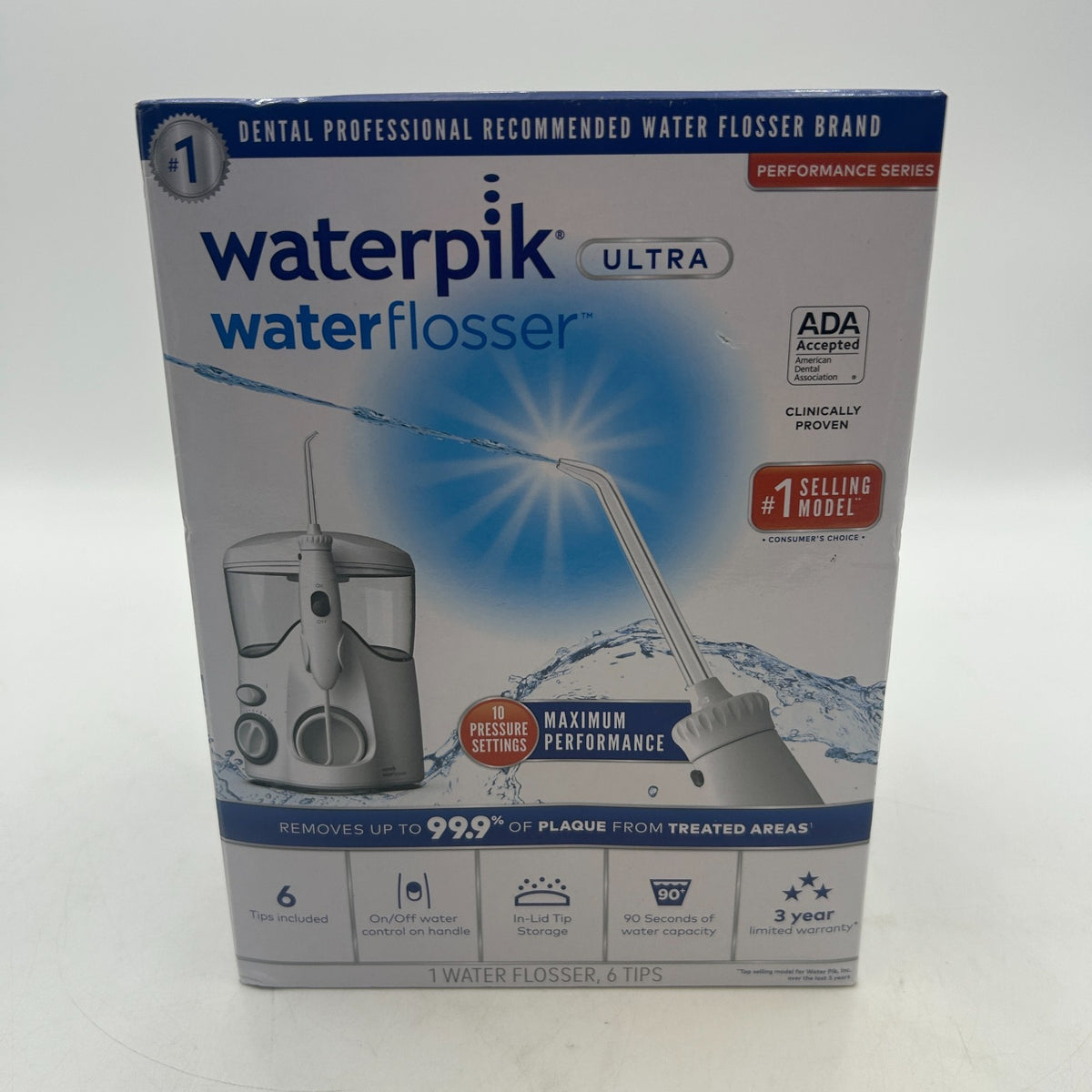 Waterpik Ultra Water Flosser with 10 Settings & 6 Tips - New