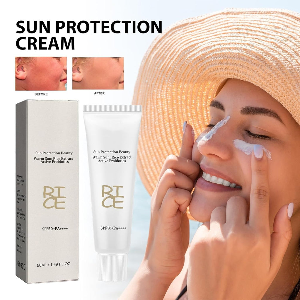SPF50 PA++++ Korean Rice Sunscreen for Face All Skin Types - Lightweight & Nourishing