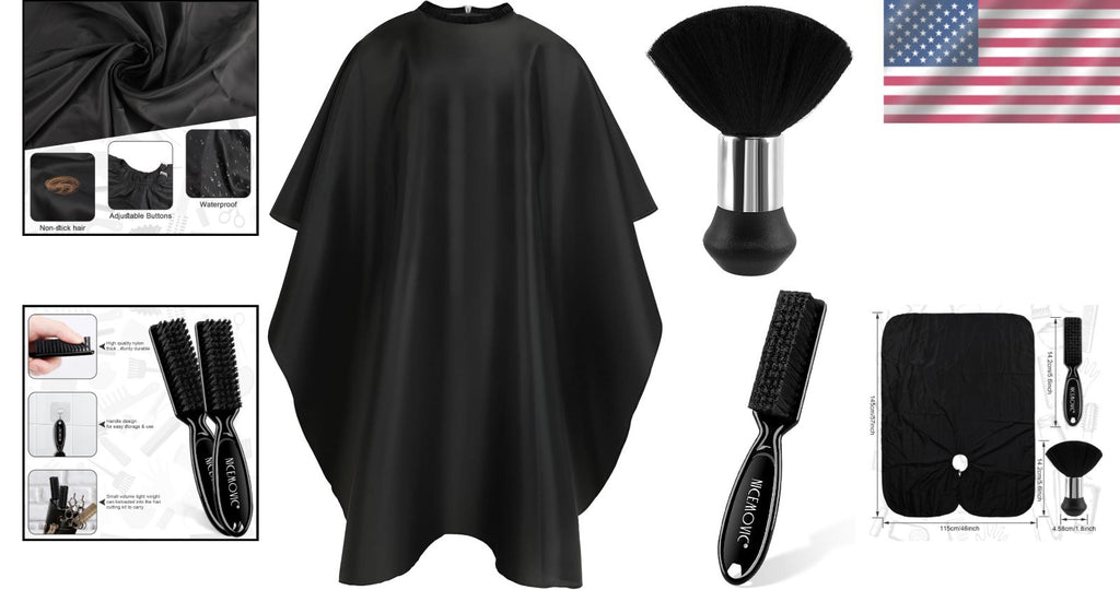 Professional Barber Cape with Waterproof Brushes Set for Hair Styling