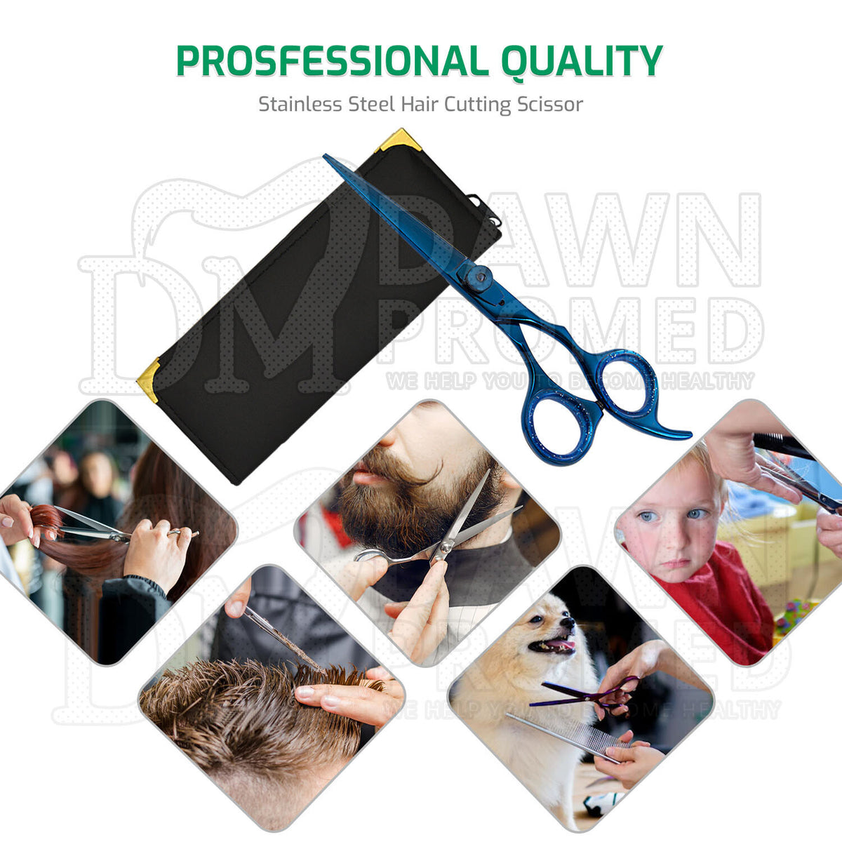 Professional Hair Cutting Scissors 6.5 inch Salon Shears Blue Plasma Coated