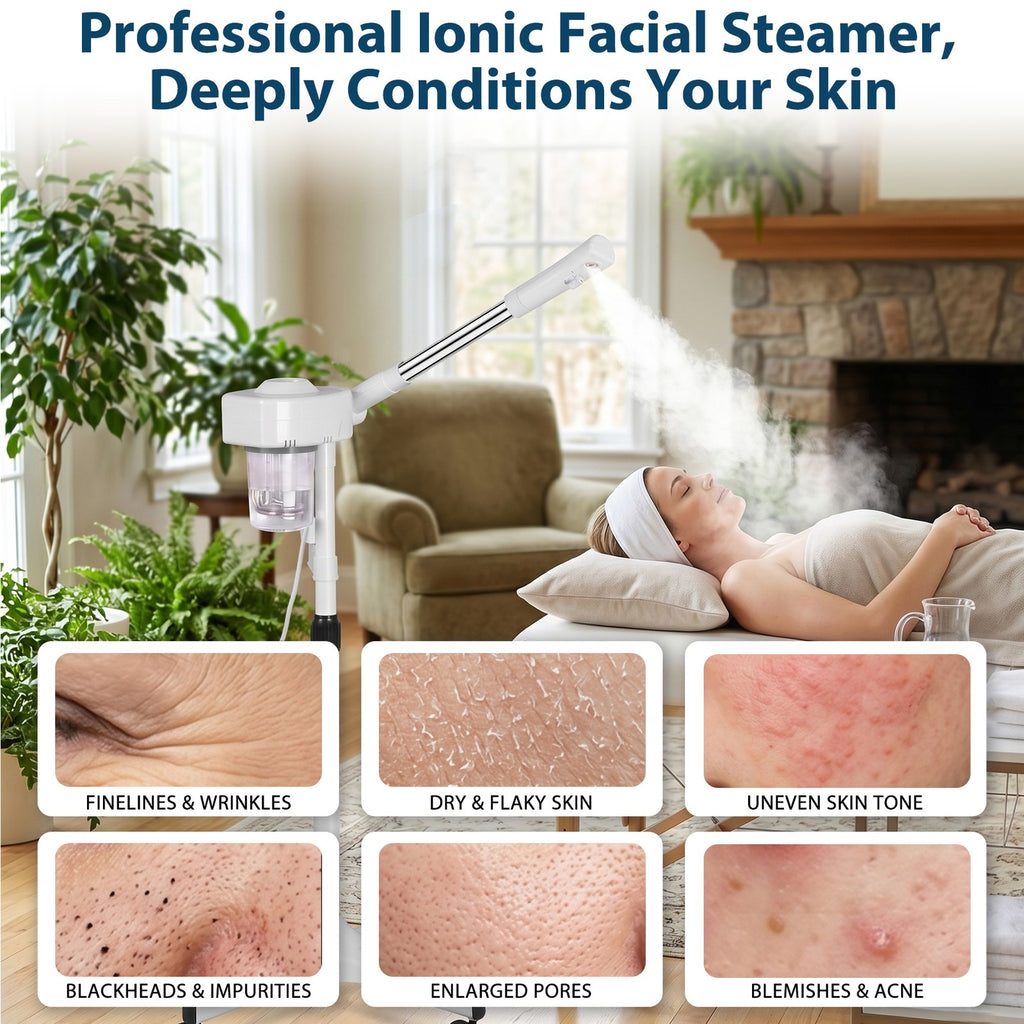 Facial Steamer with 360° Rotatable Nozzle for Skin Hydration and Pore Cleansing