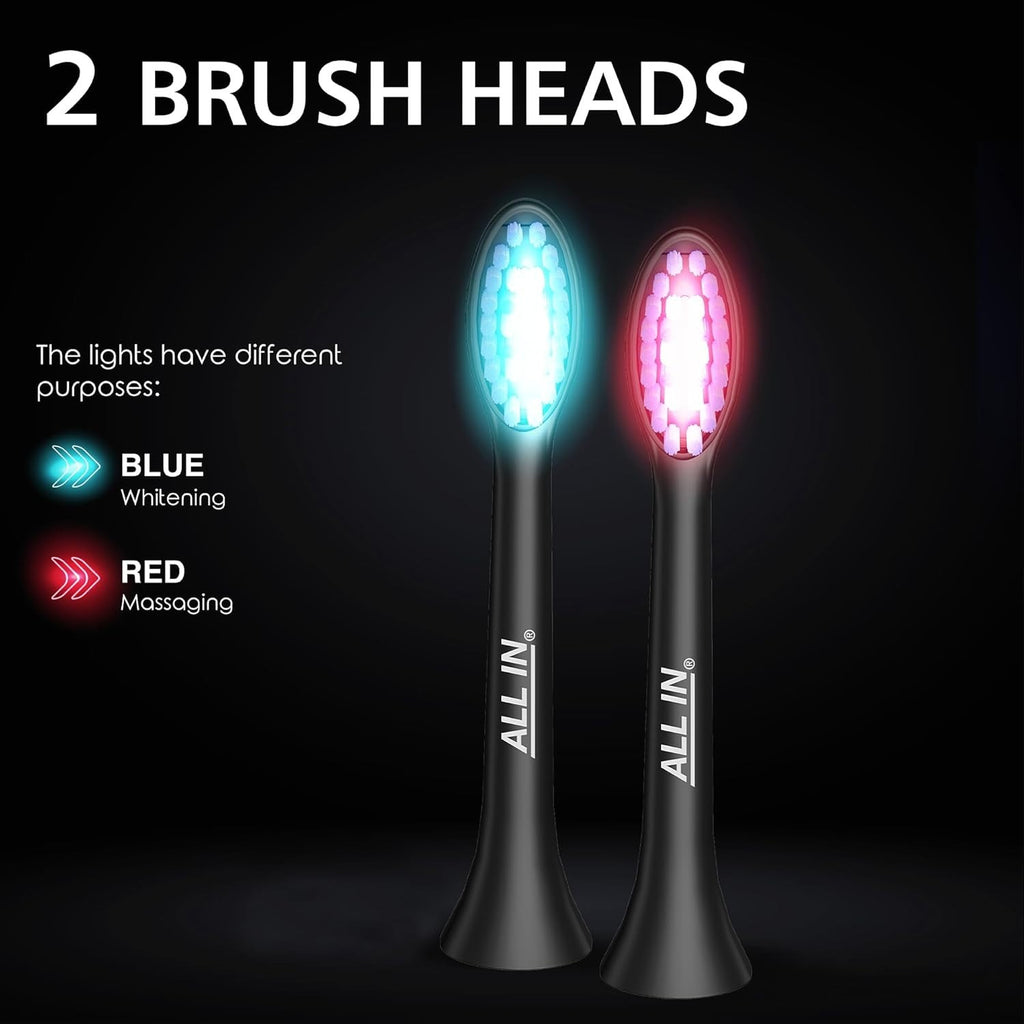 Rechargeable Sonic Electric Toothbrush with LED Light Therapy for Whitening & Gum Care