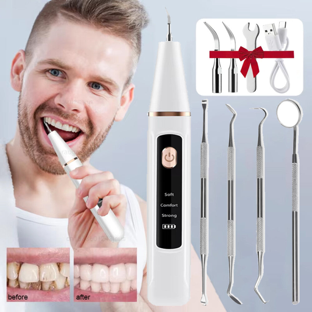 Ultrasonic Tooth Cleaner Tartar Remover with LED Light for Dental Hygiene